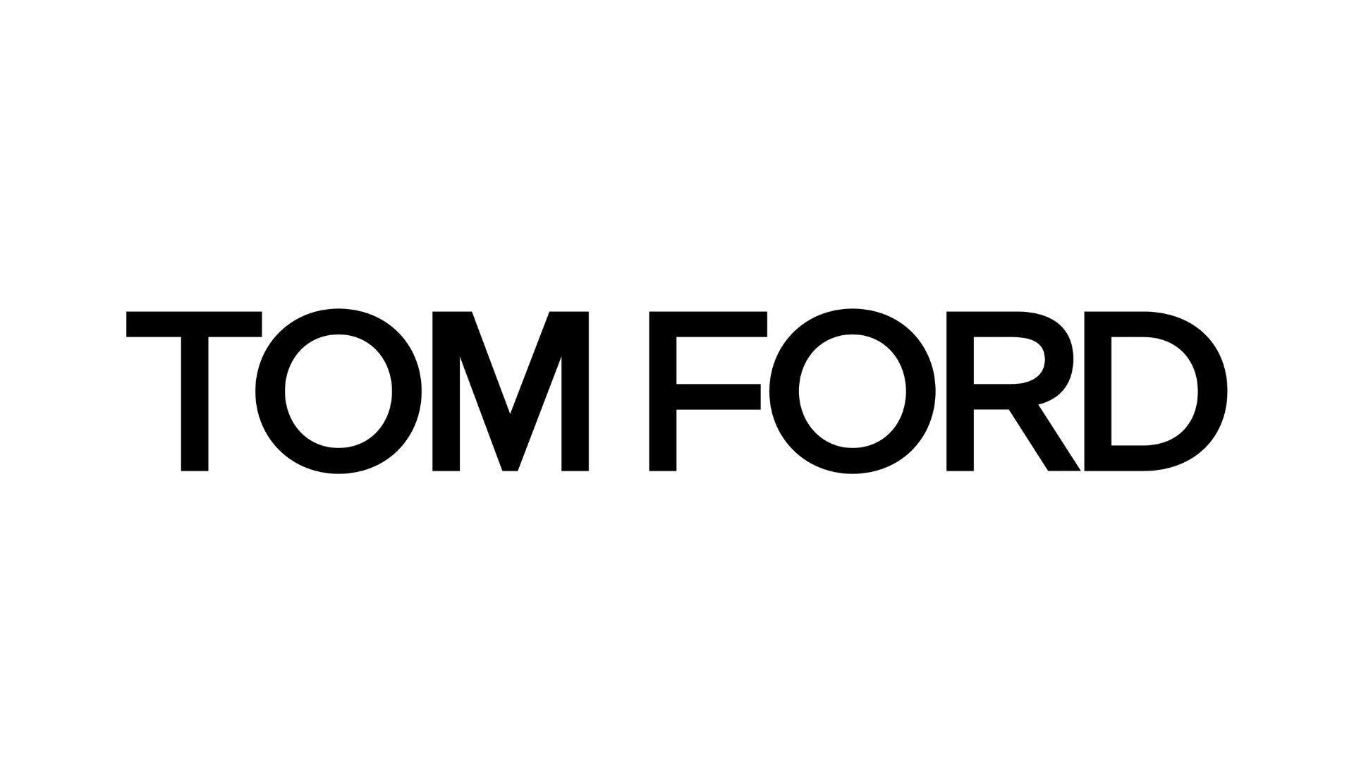Tom Ford Logo con letras negras en un fondo blanco